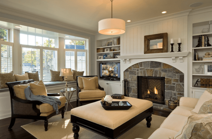 How to decorate large living room with fireplace