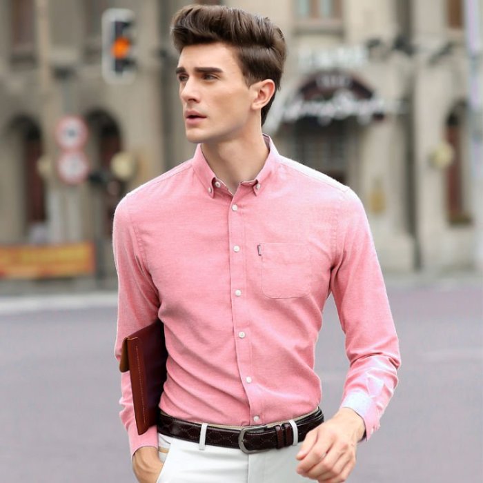 Rose pink men's dress shirt