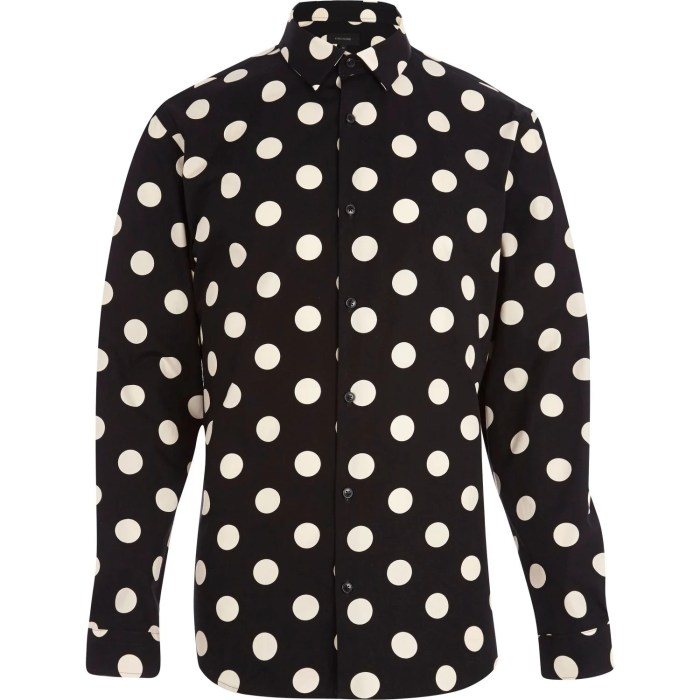 Black and white polka dot dress shirt mens