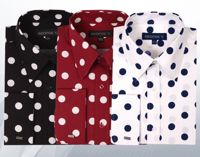 Black and white polka dot dress shirt mens