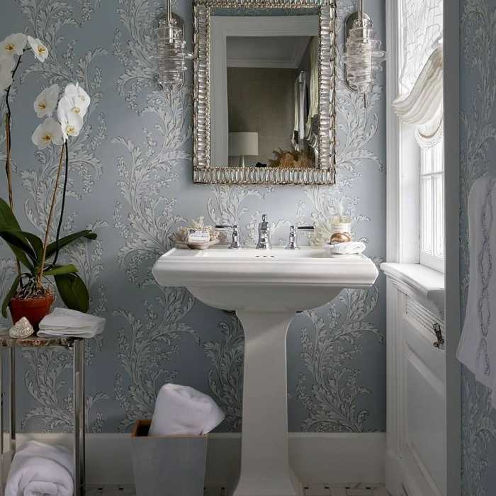 Powder room designs wallpaper dramatic wallpapered rooms interior enviable bathroom decorating designed visit